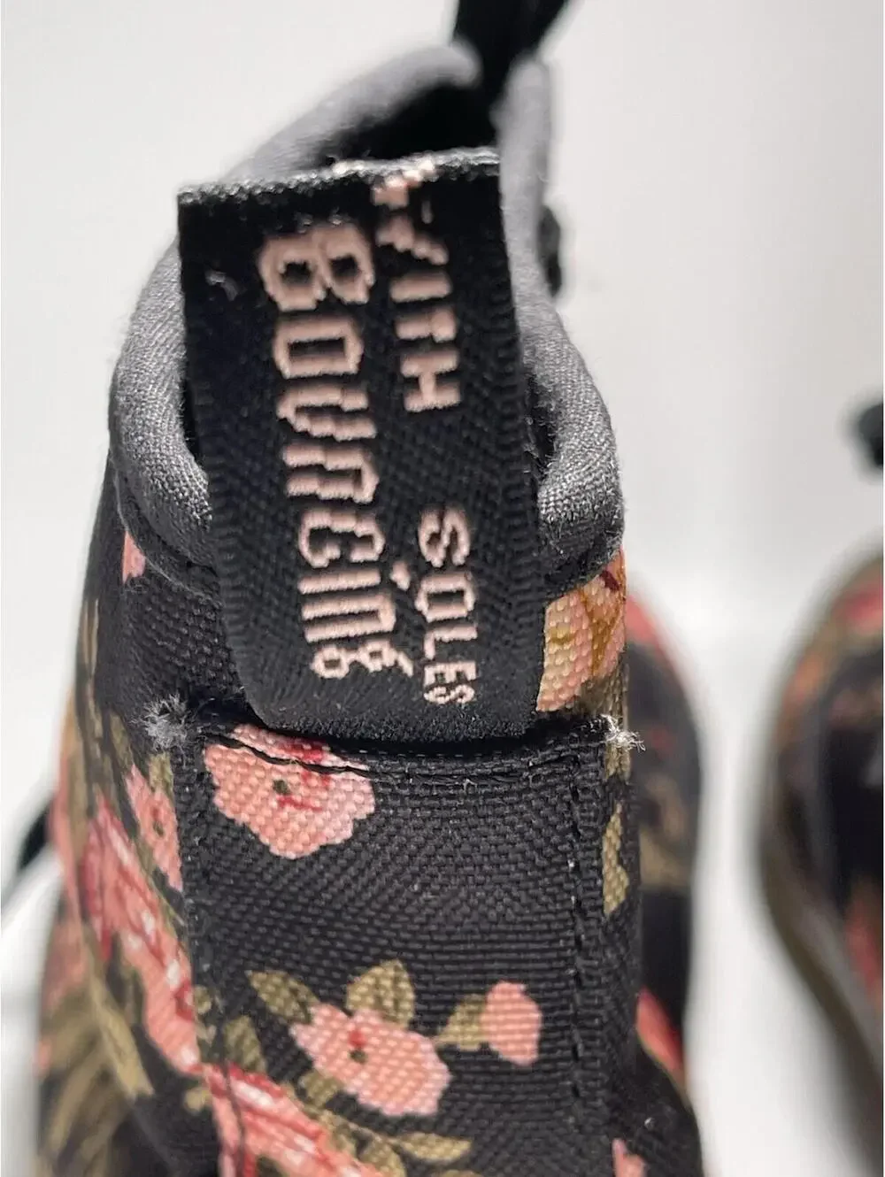 Dr. Martens Black Floral Canvas Lace-Up Ankle Boots